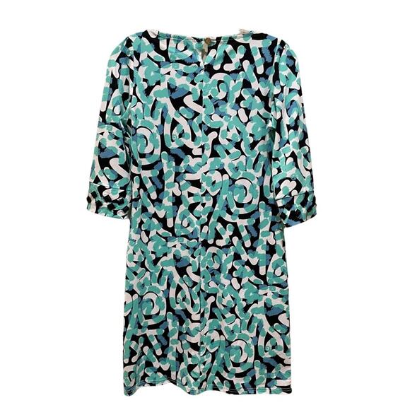 Tracy Negoshian Printed Shift Dress Jeweled Sleeves Size XS - Picture 6 of 7